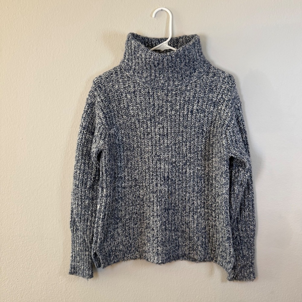 Point Sur Speckled Turtleneck Sweater‎ Women Size S Blue White Knit Cozy